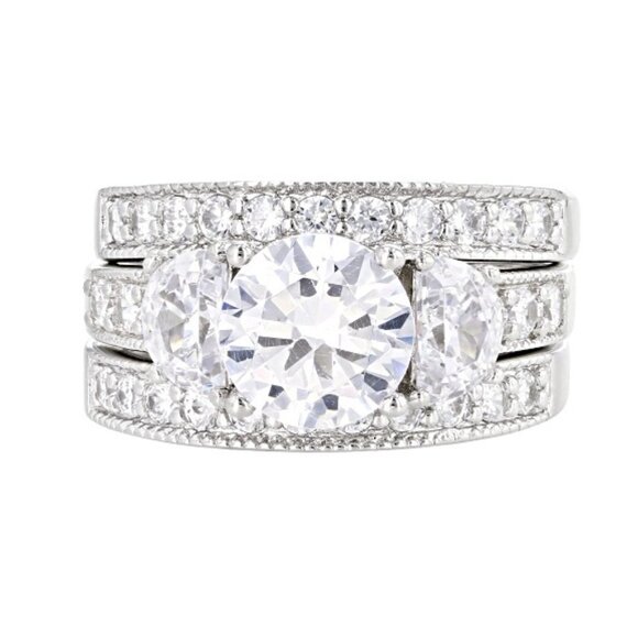 NIB JTV Bella Luce CZ Bridal Set – 5.11ctw, Rhodium Over Sterling Silver, Size 7 - Picture 1 of 13